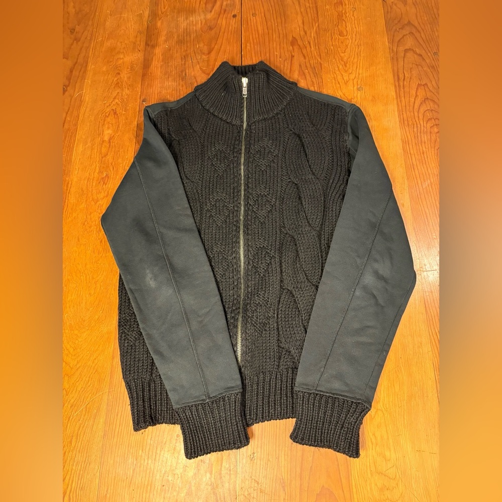 Diesel Mock Neck Long Sleeve Cardigan Men Large Black Sweater Full Zip